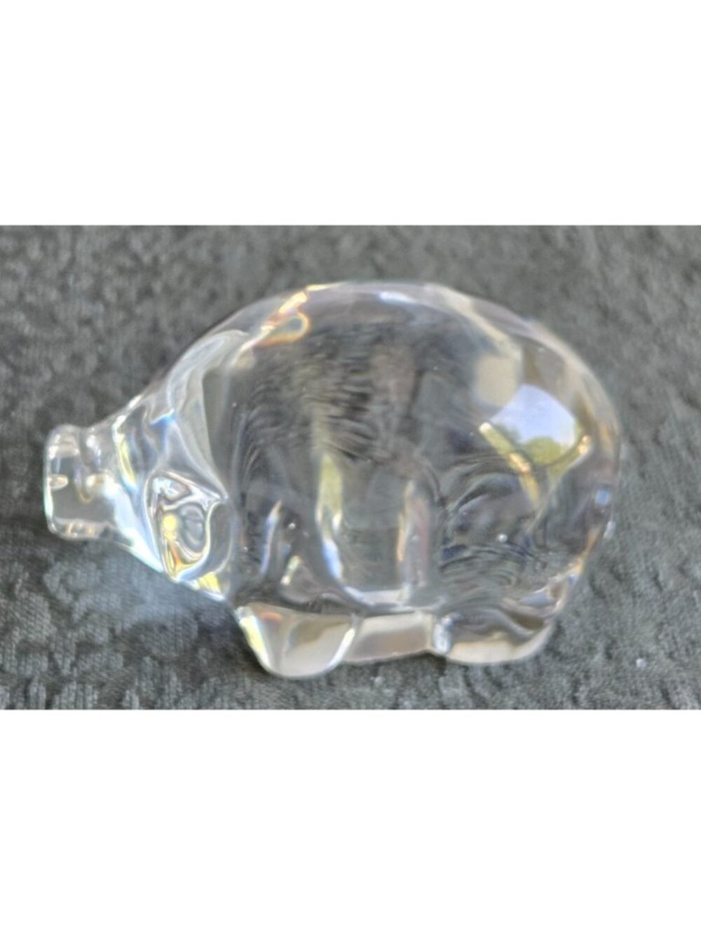 Clear Crystal Pig Figurine 3" L x 2" H Unsigned Flat Tail